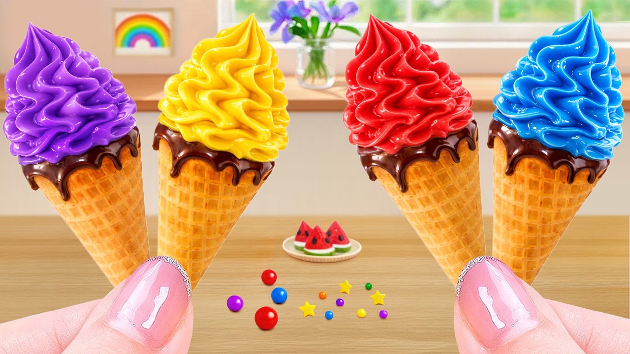 Cute Fruit Jelly Ice Cream Cones 🍓 Colorful Mini Jelly Dessert Decorations 💖 Luna Little Cake