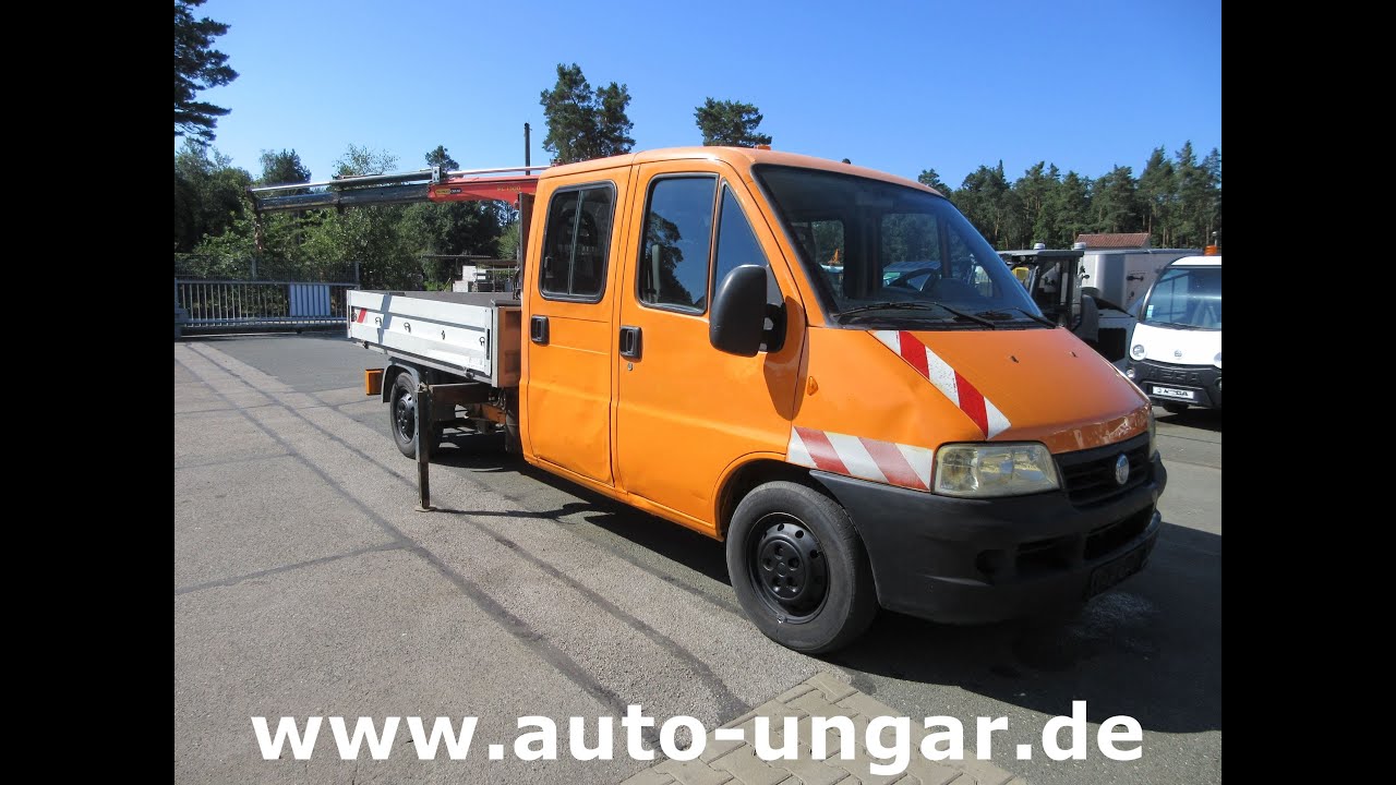 Fiat Ducato 244D Pritsche Doka mit Palfinger Kran  PC1300 Bj. 2005 www.auto-ungar.de