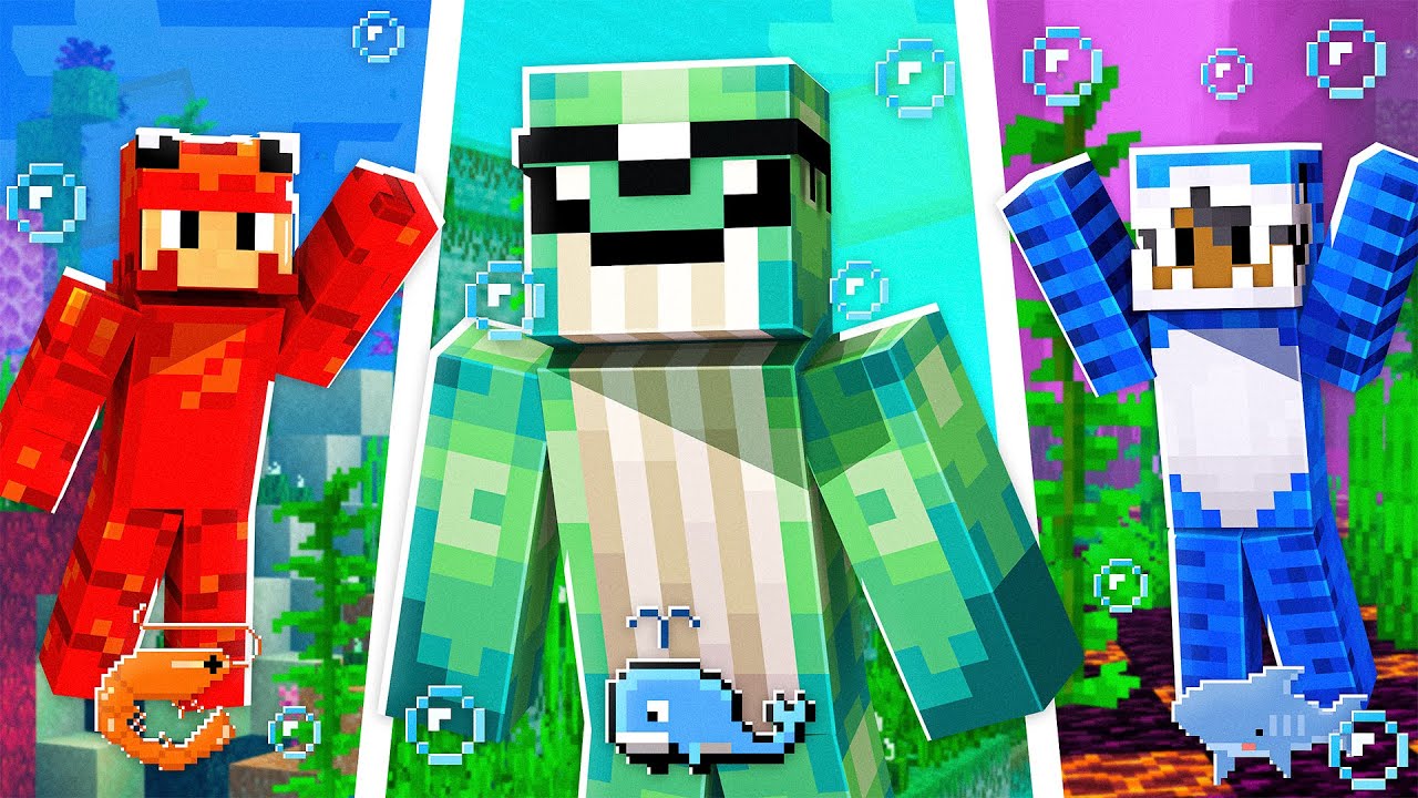 Minecraft MAS temos RAÇAS AQUÁTICAS! #19 🦐🐳🦈