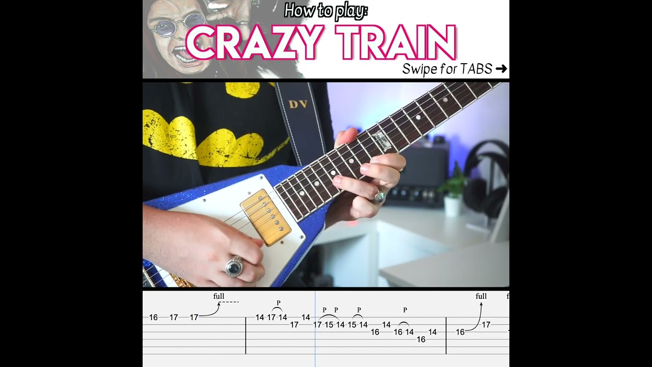 CRAZY TRAIN &bull; Guitar Solo SLOW LESSON w/TABS