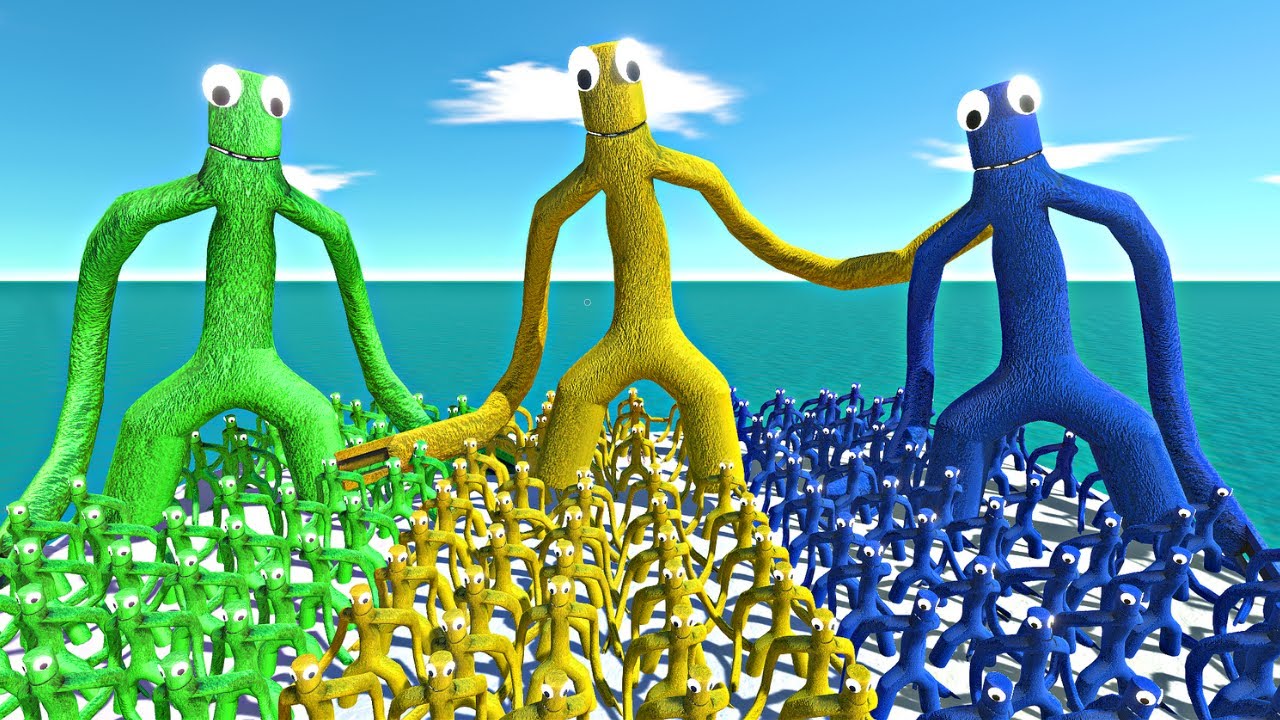 Rainbow Friends Green vs Mustard Green vs Blue Green - Animal Revolt Battle Simulator