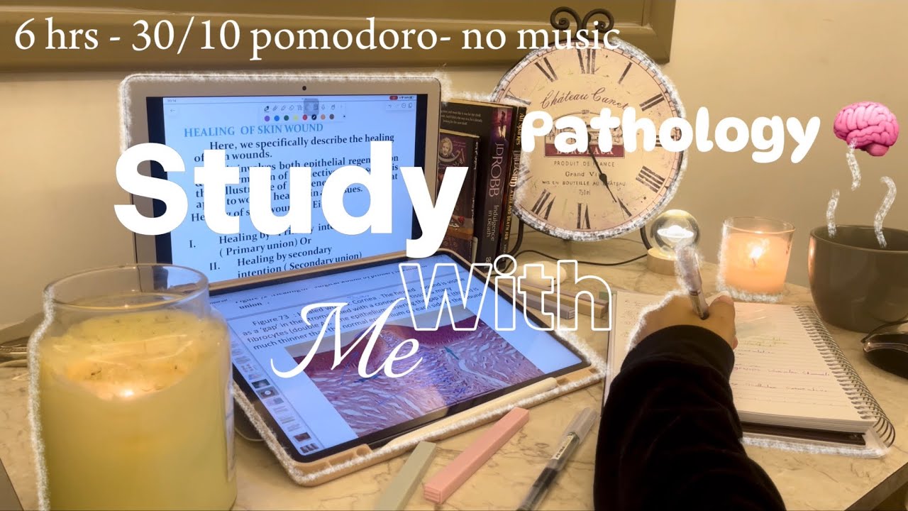Study with me PATHOLOGY🧠 | 6 hrs - 30/10 pomodoro⏱️ - gentle rain sounds ☔️