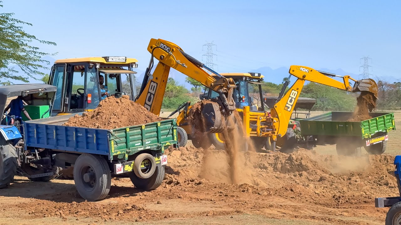 JCB 3DX Plus Loading Mud Sonalika Mahindra Swaraj Eicher John Deere Tractor in Pond | Jcb Tractor