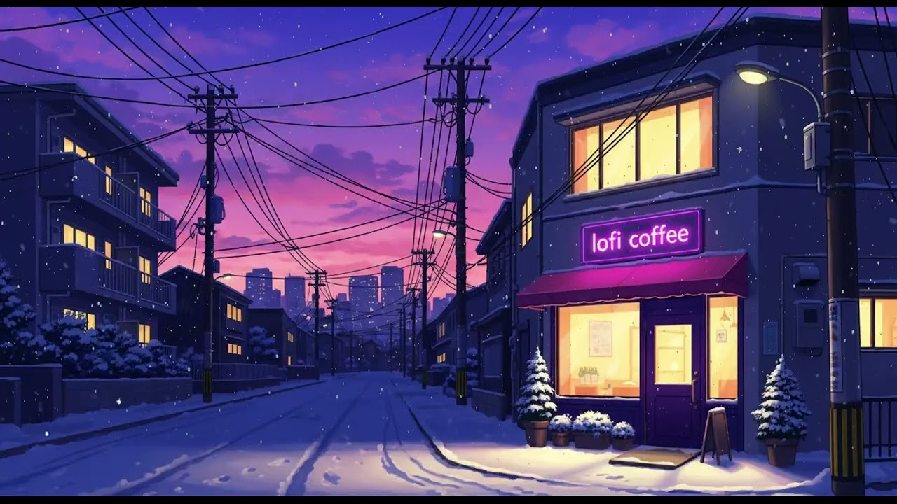 Dreamy Winter Café ❄ Snowy Balcony Coffee Shop ☕ Soft Lofi Beats for Relax, Study & Deep Focus