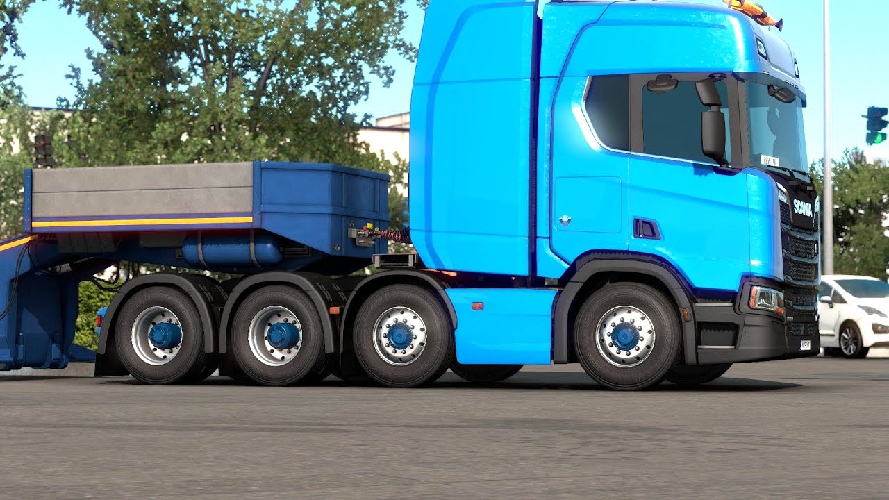ETS 2 - 8x4 New Gen Scania Transporting a Bulldozer Part 1