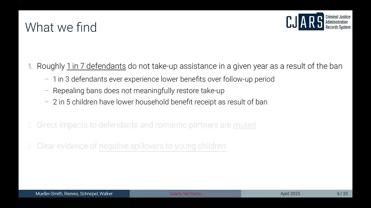 Michael Mueller-Smith: The Effects of Criminal History-Based Safety Net Bans in the U.S.