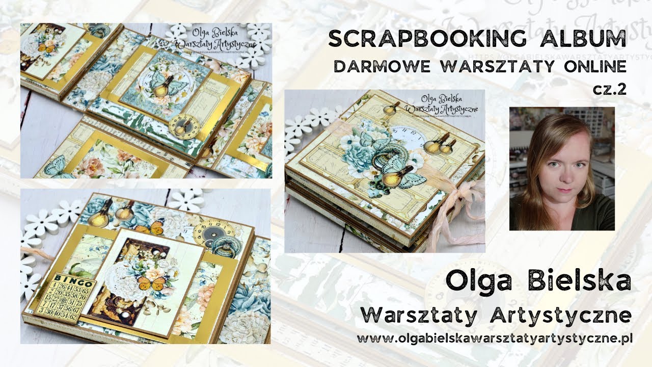 Album scrapbooking DARMOWY warsztat online Olga Bielska Warsztaty Artystyczne cz.2 tutorial