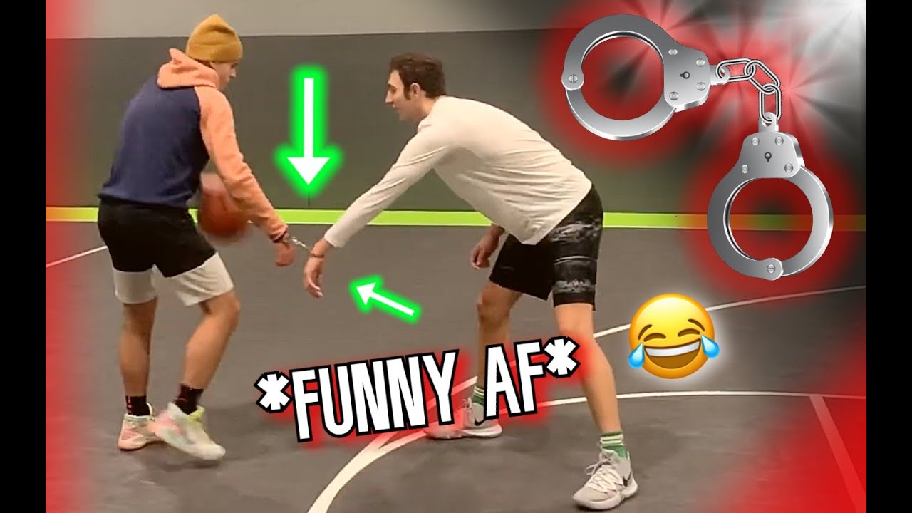 We played 1 on 1 handcuffed together........