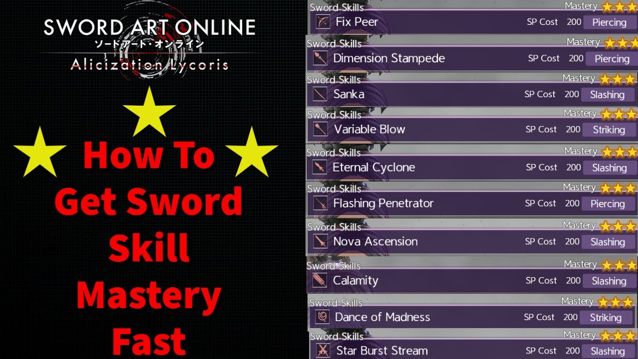 [SAOAL] How To Get Star Mastery Fast On Sword Skills