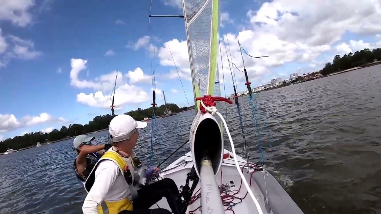 260228 #9 VJ12 Big Apple 5 Greg and Tegan at CRSC 2nd lap we approach and round Fishers bouy