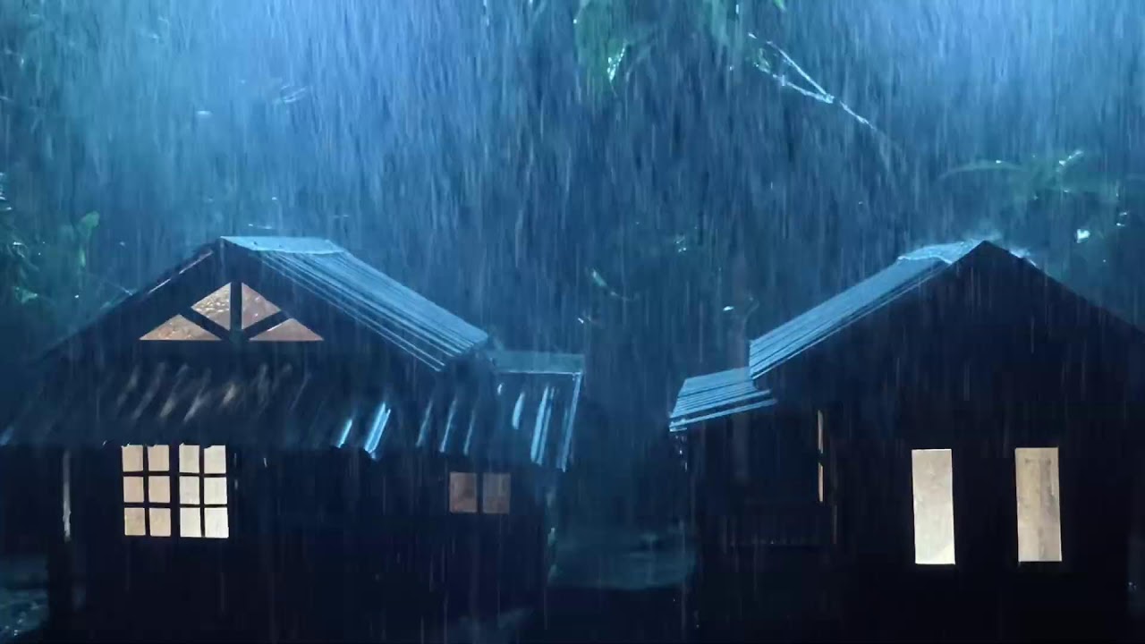 No Ads Rain Sounds for Sleeping - ASMR Wild Night Rain on Tin Roof for Severe Sleep Disorder #111