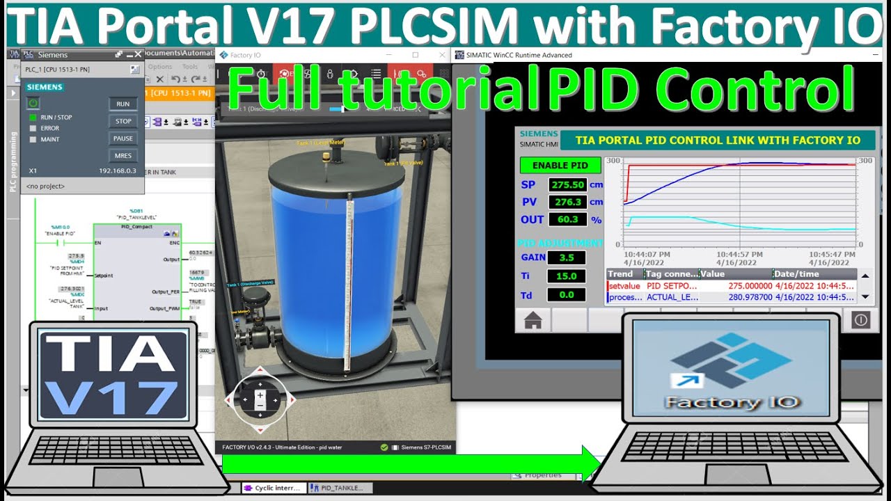 PID control PLC S7-1500 Simulation with Factory IO