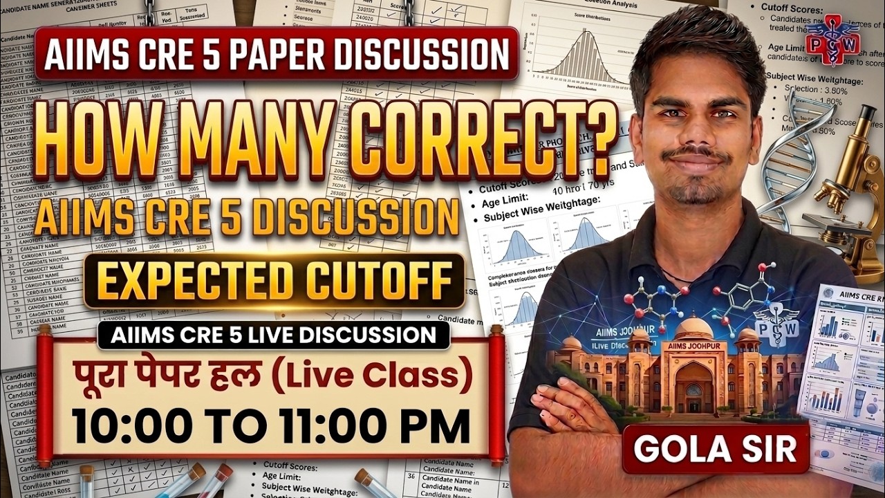 AIIMS CRE 5 Live Paper Discussion & Expected Cut Off 2026 🔥 |  Lab Technician Exam | By Gola Sir
