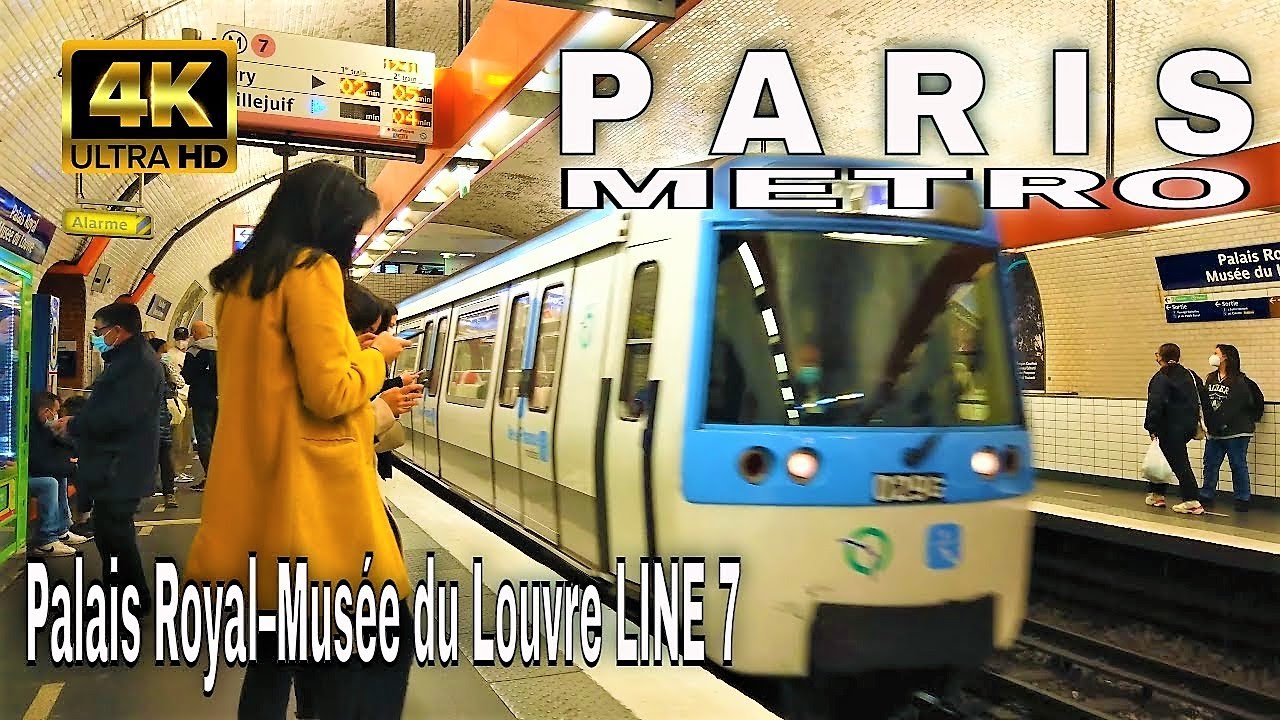 Métro de Paris Ligne 7 RATP  - 🇫🇷Palais Royal - Musée du Louvre Station【4K】