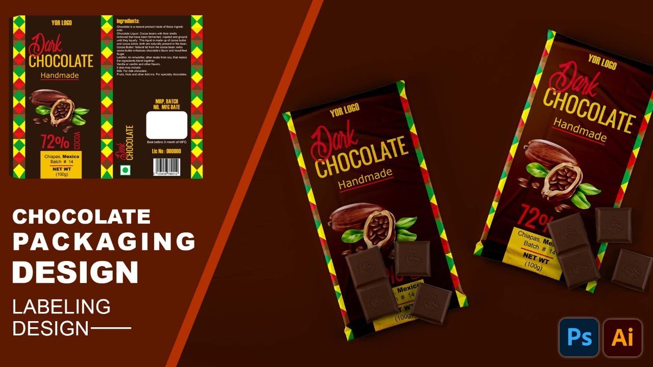 How to create Chocolate Bar Packaging Design in Illustrator | Packaging tutorial | Arijit Banerjee