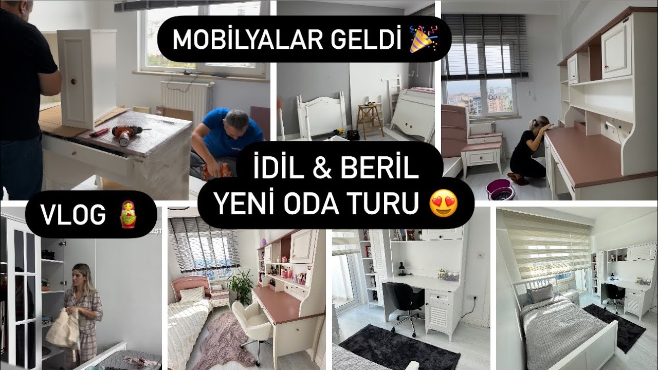 MOBİLYALARIMIZ GELDİ🎉İDİL&BERİL YENİ ODA TURU😍VLOG 🪆