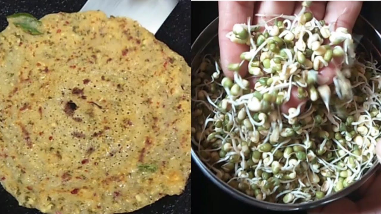 Protein Rich Easy Breakfast/Dinner Recipe- Sprouted Moong Adai (Dosa) without fermentation