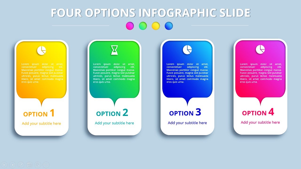 Create 4 Options Infographic slide design in PowerPoint