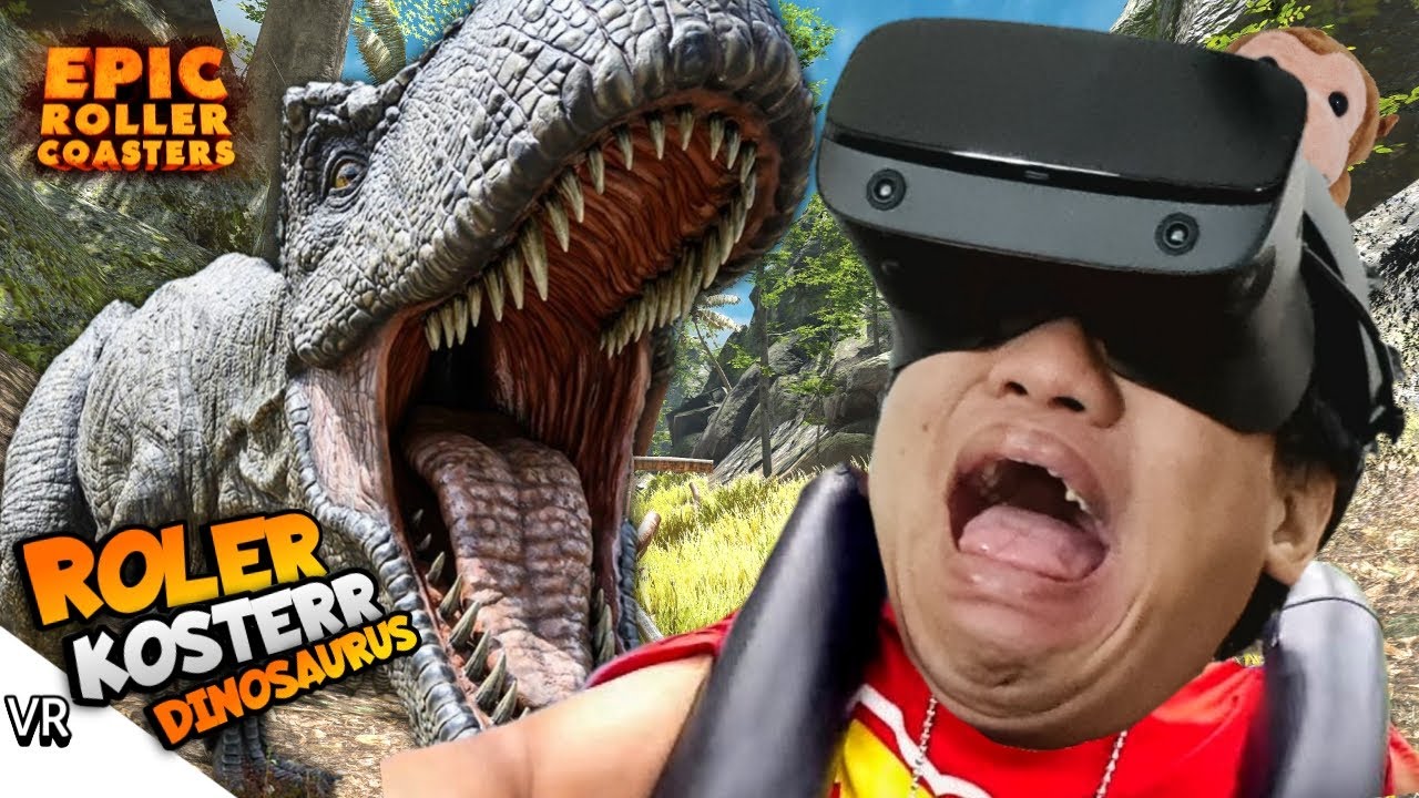 NAIK ROLER COASTER MUTER2 DIKEJAR DINOSAURUS!!! Epic Roller Coaster VR [SUB INDO] ~Auto Muntah!