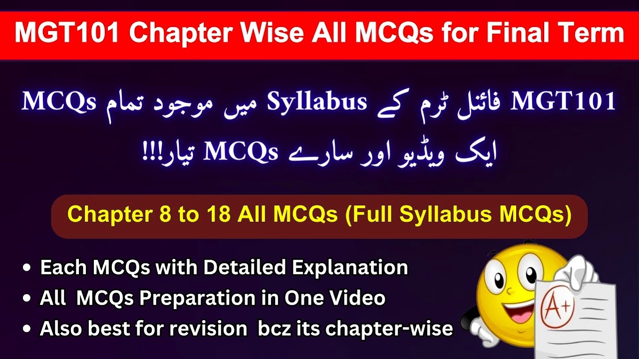 MGT101 Final Term Preparation 2026 MCQs | MGT101 Most Important Chapter Wise MCQs for Final Term