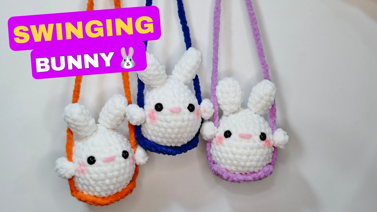 Swinging Bunny Crochet Tutorial 🐰| Easy Amigurumi Hanging Bunny (Beginner Friendly)