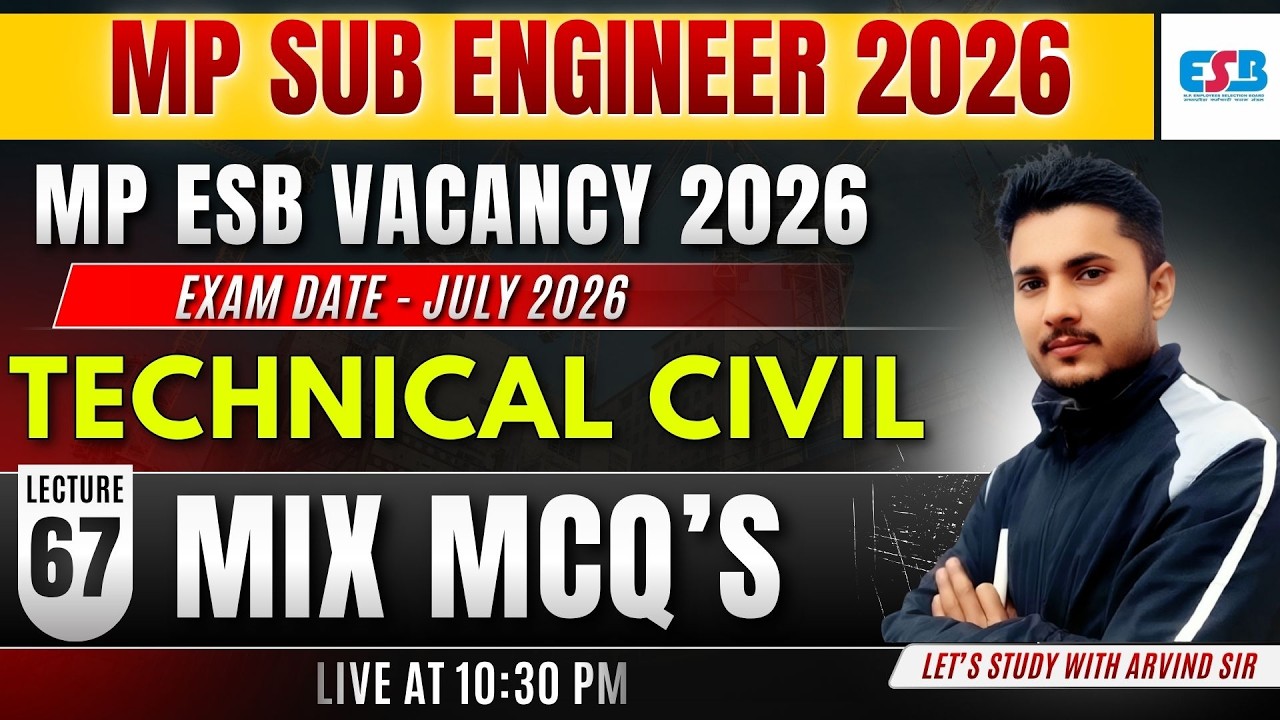 MP Sub Engineer  2026 | Technical Civil Mix Questions |  by Arvind Sir
