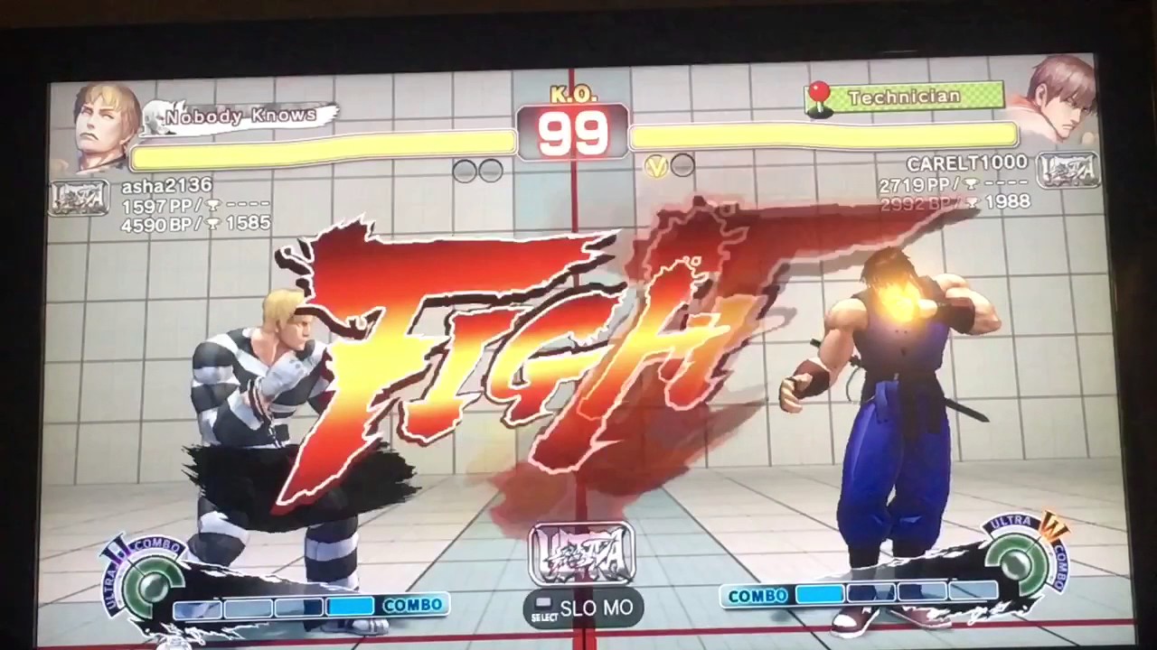 Ultra Street fighter 4 ranked battle Guy (CarelT1000) vs Cody (asha2136)