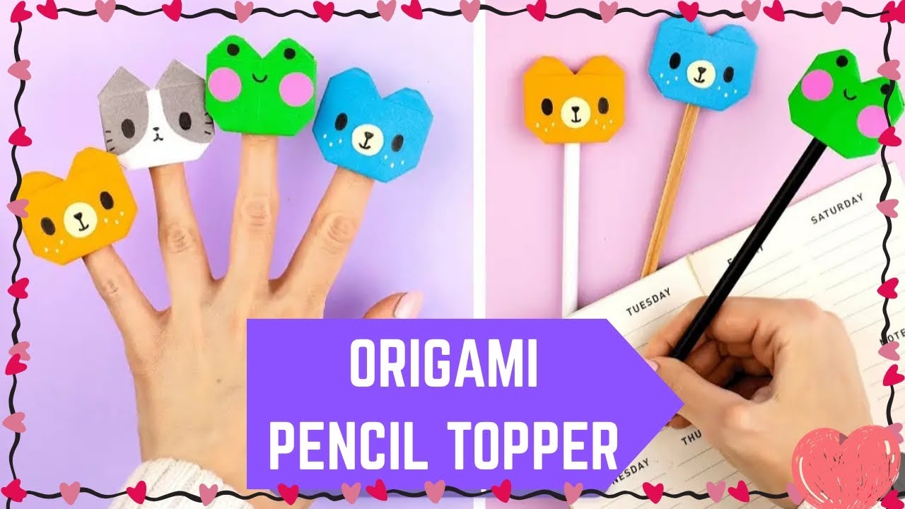 Origami Paper Cat🐱and Bear🐻 | How to make Paper Pencil Topper| Step by Step Tutorial #diy #origami