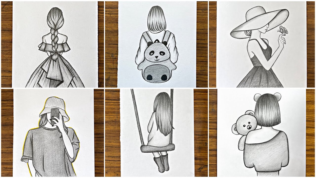 How to draw a girl in 6 different styles || Easy drawing ideas for beginners || Drawing for girls
