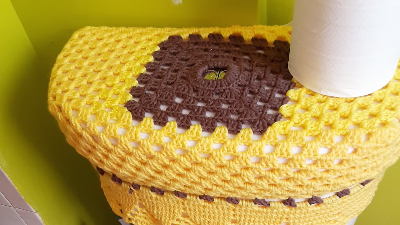 Forro para tanque de baño tejido en flor Girasol pasó a paso 1/2