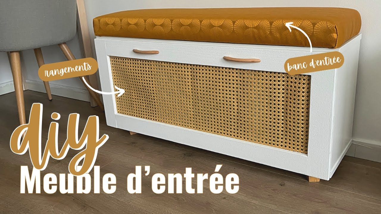 Banc d’entrée en cannage: comment transformer son meuble IKEA Billy, bricolage pour débutant⎜DIY