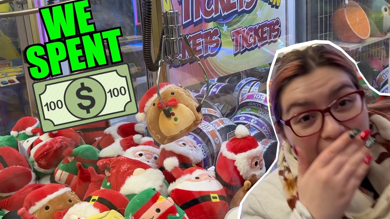 WE SPENT $100 AT A CLAW MACHINE ARCADE FOR SQUISHMALLOWS!