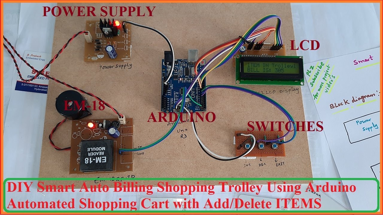 DIY Smart Auto Billing Shopping Trolley Using Arduino Automated Shopping Cart with Add/Delete ITEMS