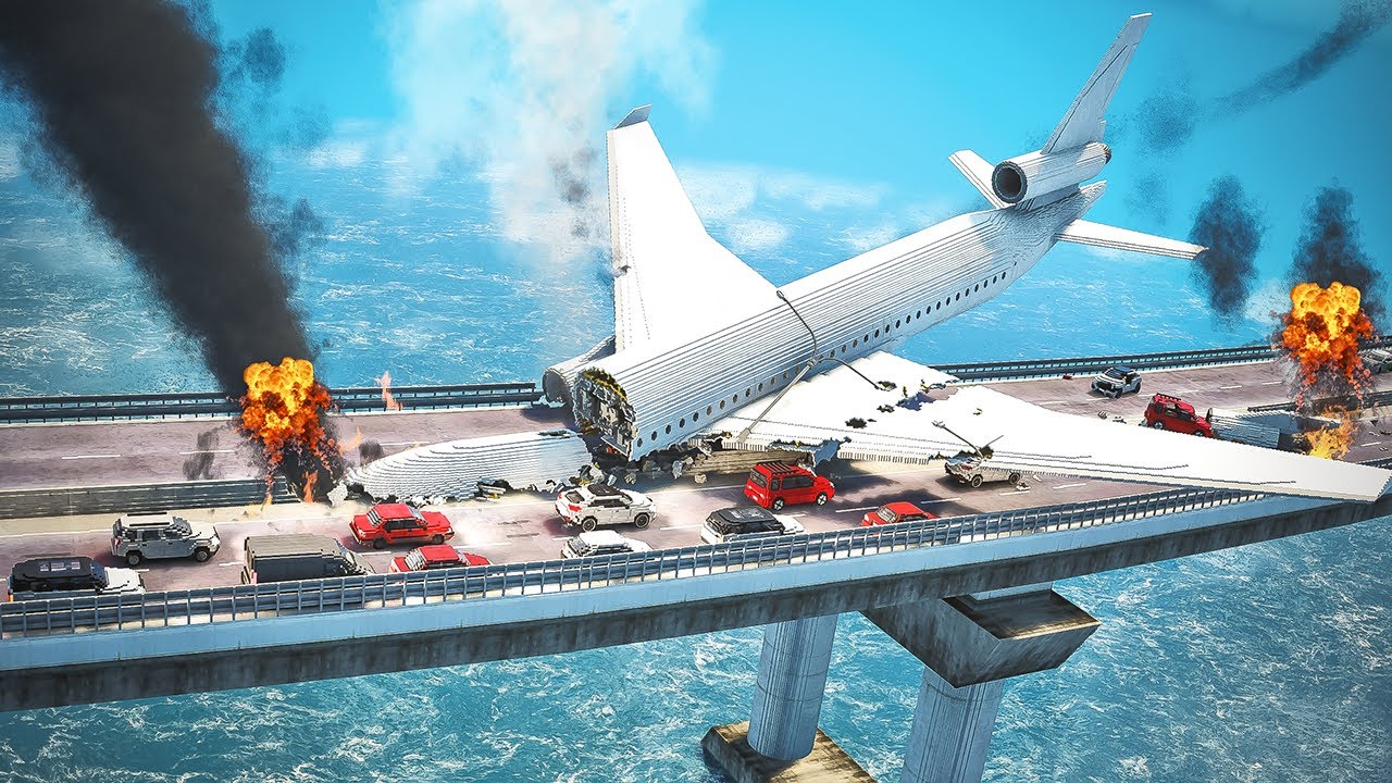 Planes Landing and Crashing in Bridge Traffic | Teardown