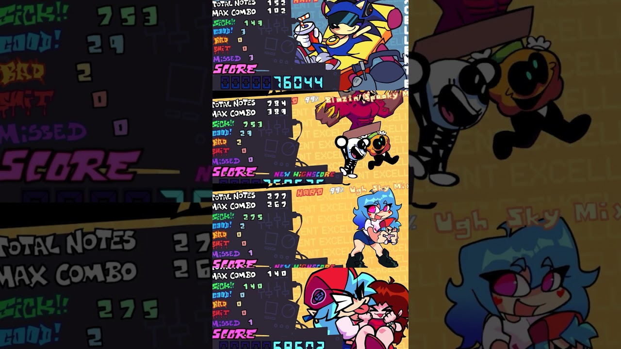 SONIC VS ALL CHARACTERS - Excellent Results | Sonic New Update 😭 [FNF]