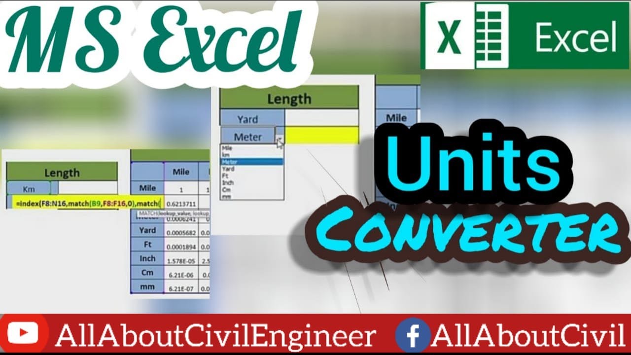 How to Make Units Converter in Excel Sheet | Drop Down List | Easy Way |  All About Civil Engineer
