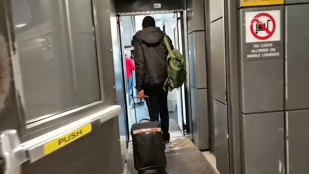 Entering the mobile lounge at Washington Dulles airport