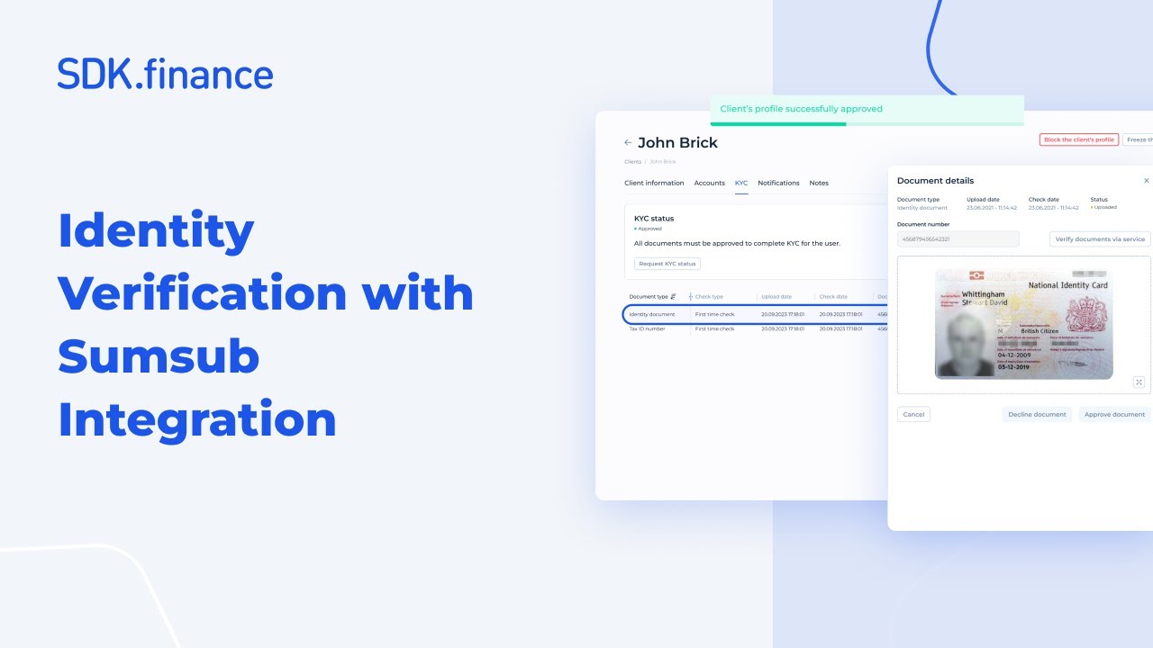 SDK.finance | Sumsub Identity Verification Demo: KYC Flow and User Approval Process