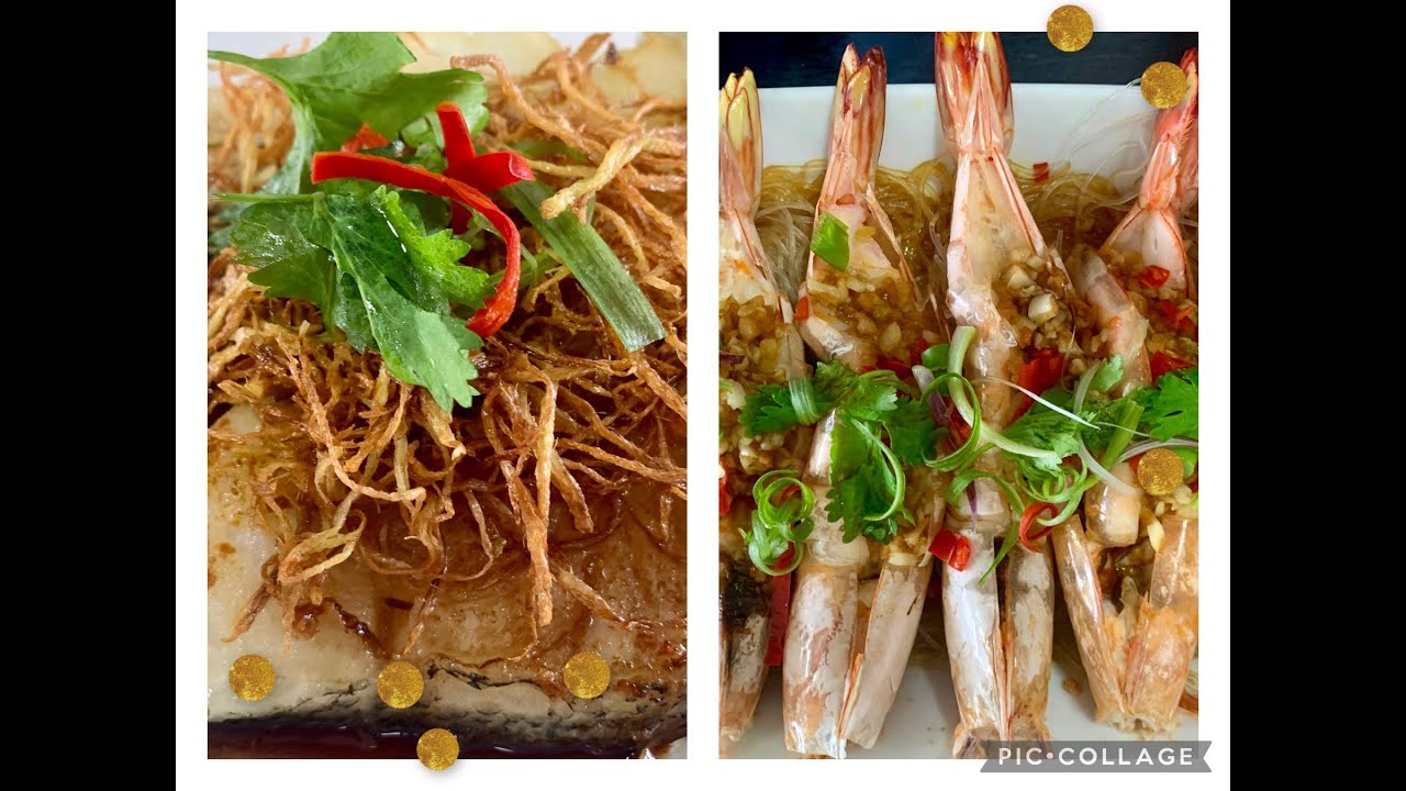 蒜蓉冬粉蒸虾 Steamed Garlic Prawns with Vermicelli | 鼓汁煎鳕鱼 Pan Fried Cod Fish with Seafood Sauce