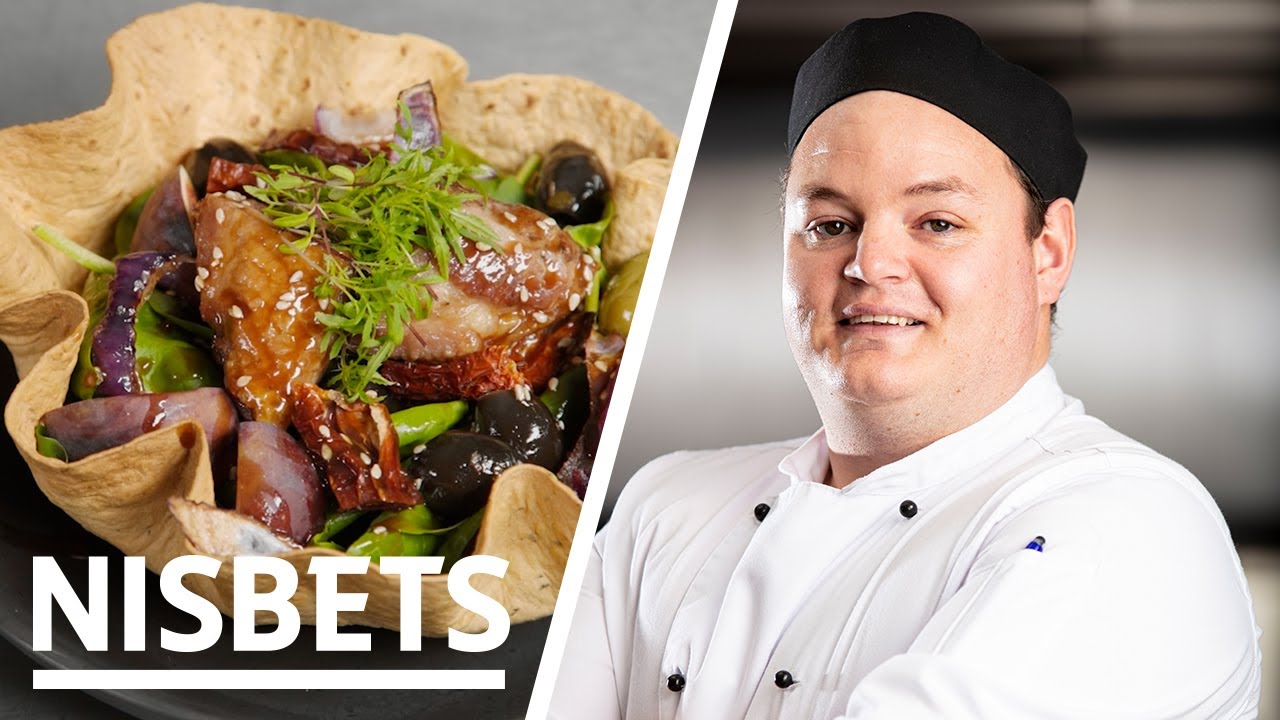 Fig, Spinach and Duck Salad with an Edible Bowl | Nisbets Recipes