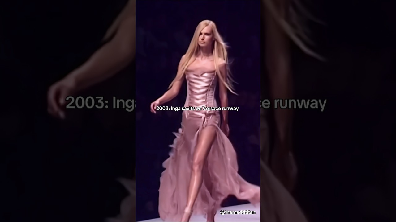 Versace 2003 archival dress on bella Hadid vs on runway Inga Savits #shorts #bellahadid #versace