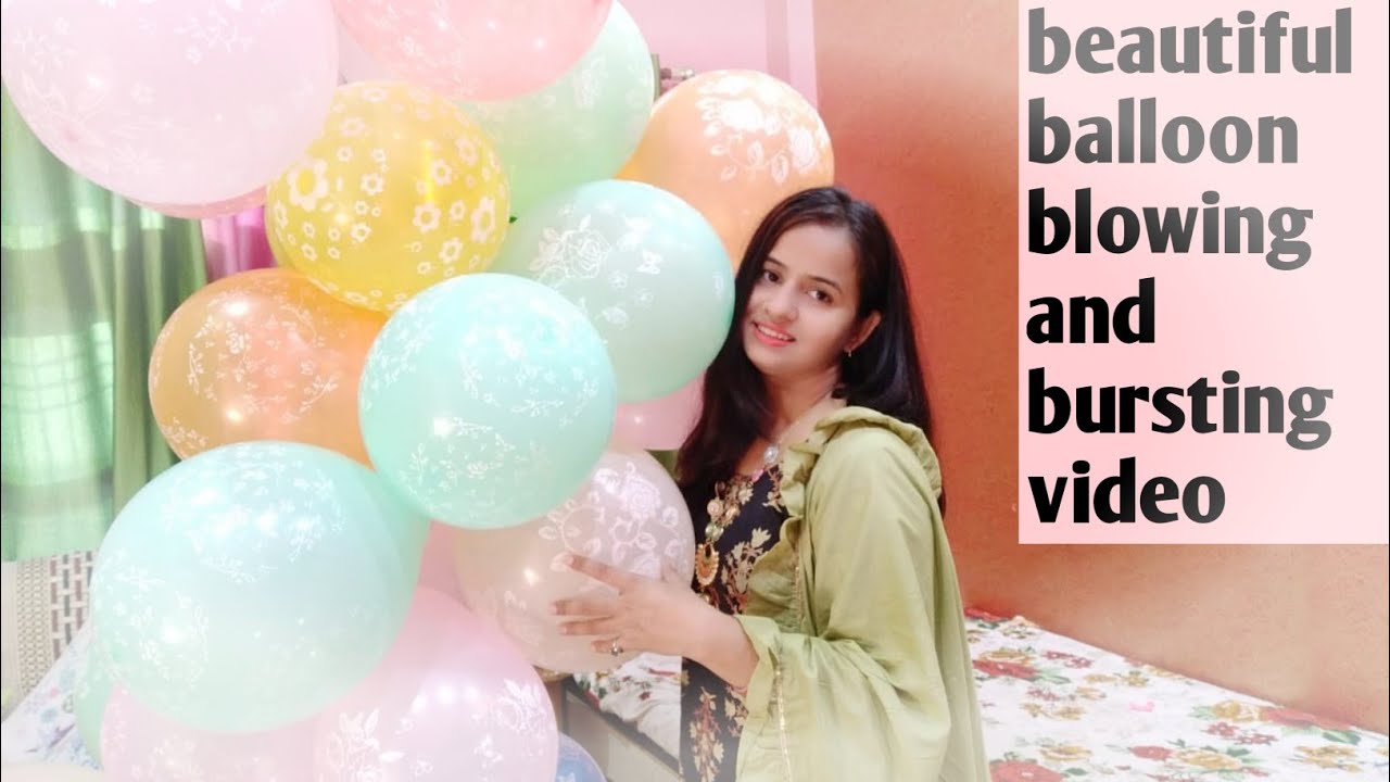 beautiful balloon blowing and bursting | big balloon blowing and bursting with nails | balloon video