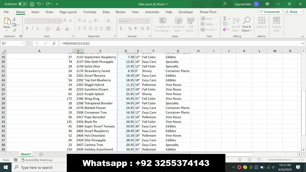 Excel_2E_Plants  | Excel 2E Plants | Complete Step by Step Solution of Myitlab Pearson