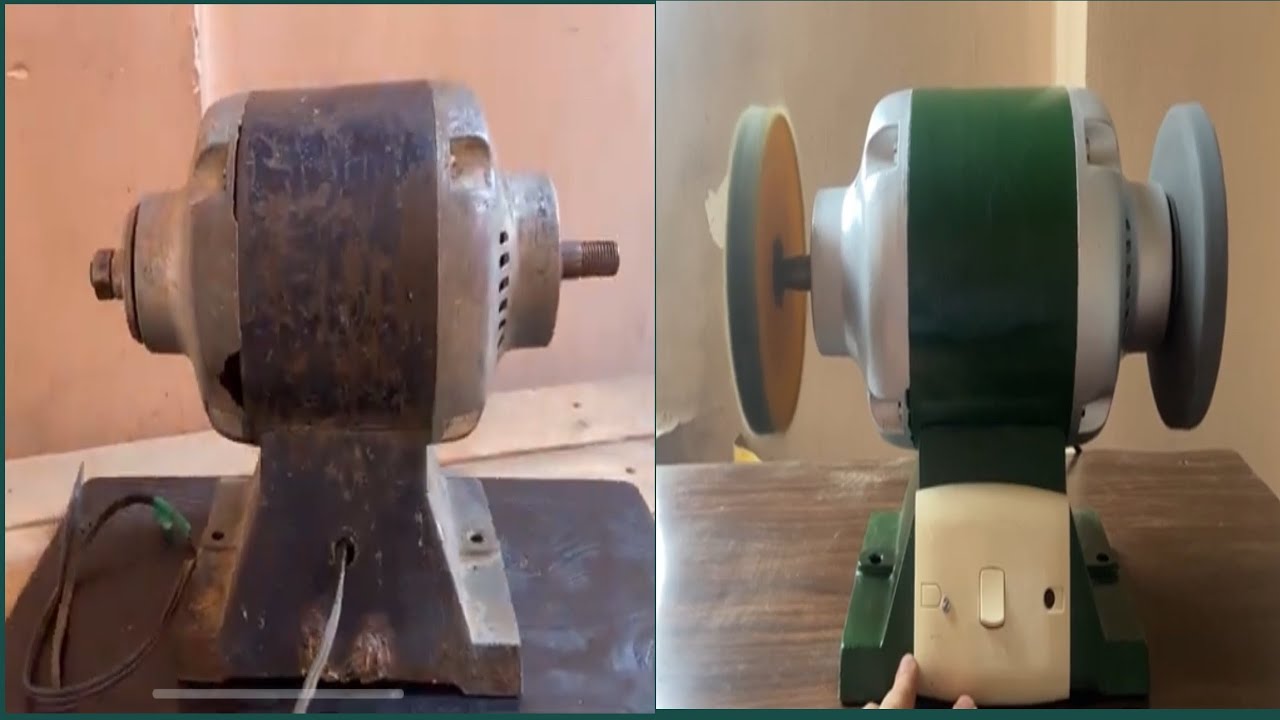 تجديد ماكينة حجر الجلخ                                           old Bench Grinder Restoration