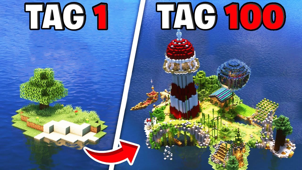 Ich überlebe 100 Tage Minecraft auf einer EINSAMEN INSEL! - Teil 1