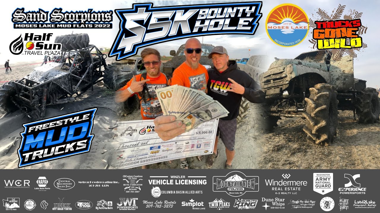 Huge Trucks take on Moses Lake Mud Flats - Washington