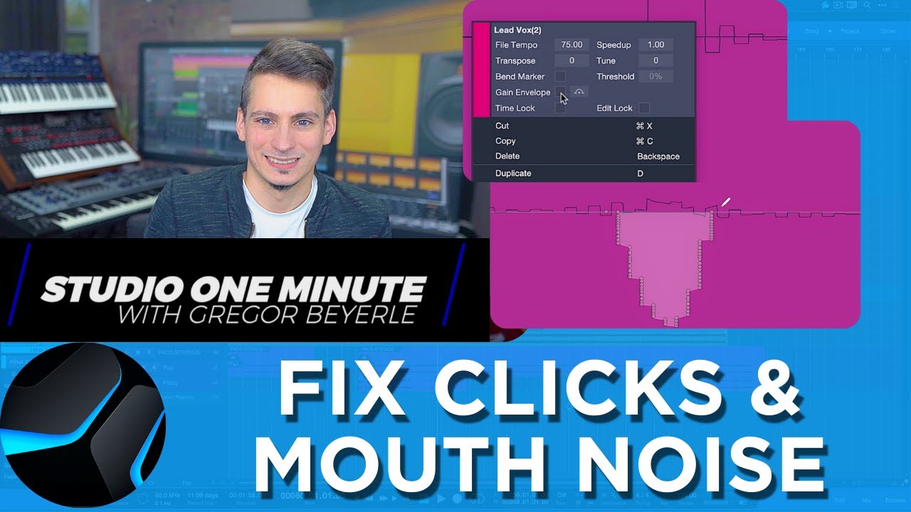 How to fix Clicks and Mouth Noise #StudioOneMinute
