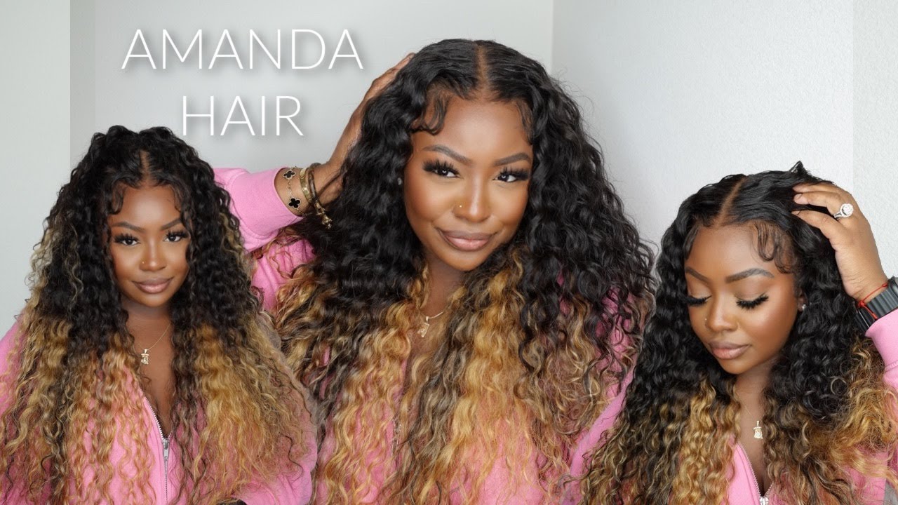AMANDA HAIR 2 TONE CURLY OMBRE LACE WIG INSTALL