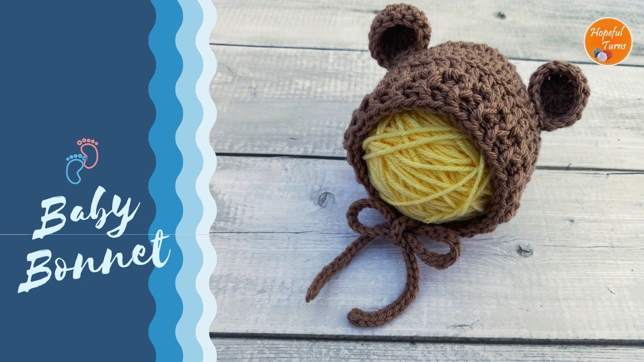 Crochet Baby Hat for Beginners(Newborn to 6 months) |Easy Crochet Baby Bonnet/ Bear Beanie with ears