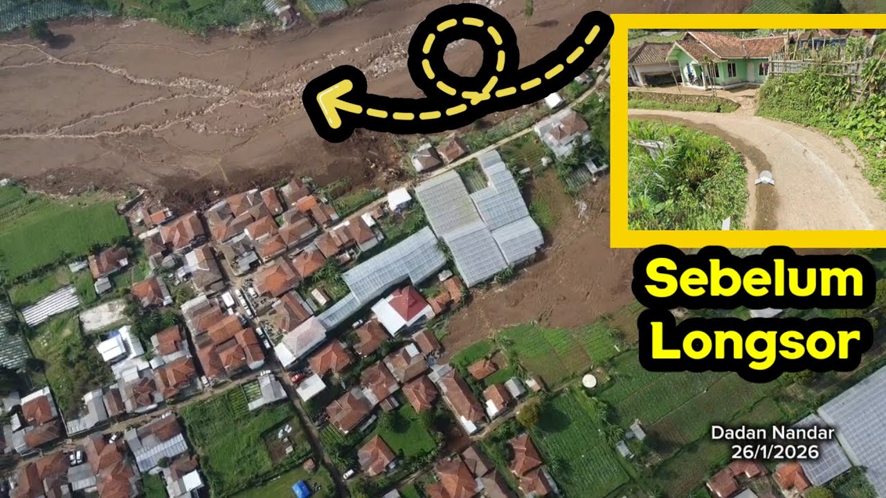 Perkampungan sebelum dan sesudah LONGSOR di Cisarua Kabupaten Bandung Barat